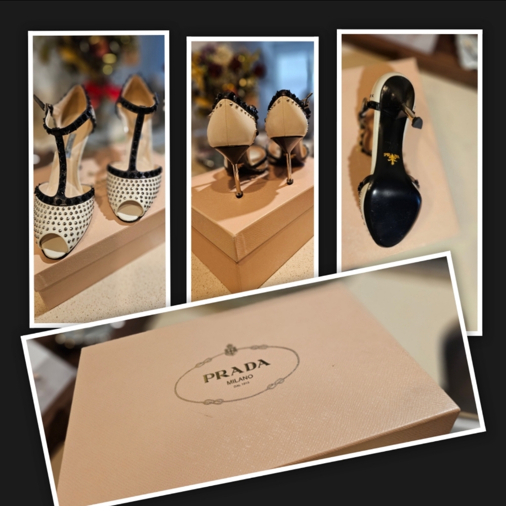 Prada Black and White Women's Heels